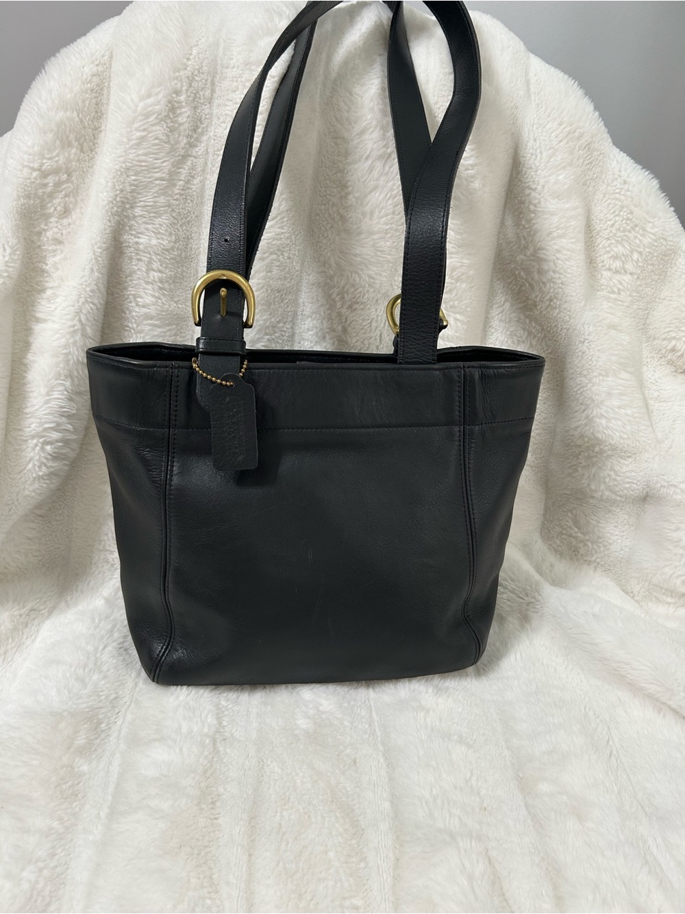 Coach Black Leather Shoulder Tote Bag
